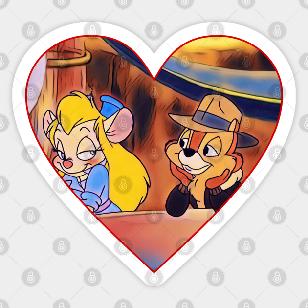 Chip and Gadget in love Chip And Dale Cartoons Sticker TeePublic